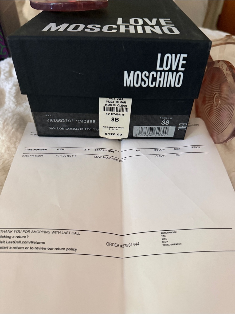Moschino Clear Jelly Sandals with Red Heart Embellishments - Picture 2 of 4